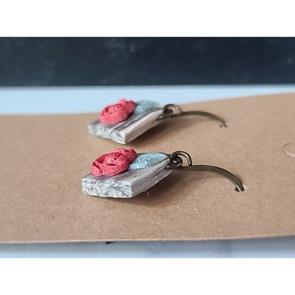 Polymer Clay Floral Dangling Pierced Earrings New - Picture 4 of 10